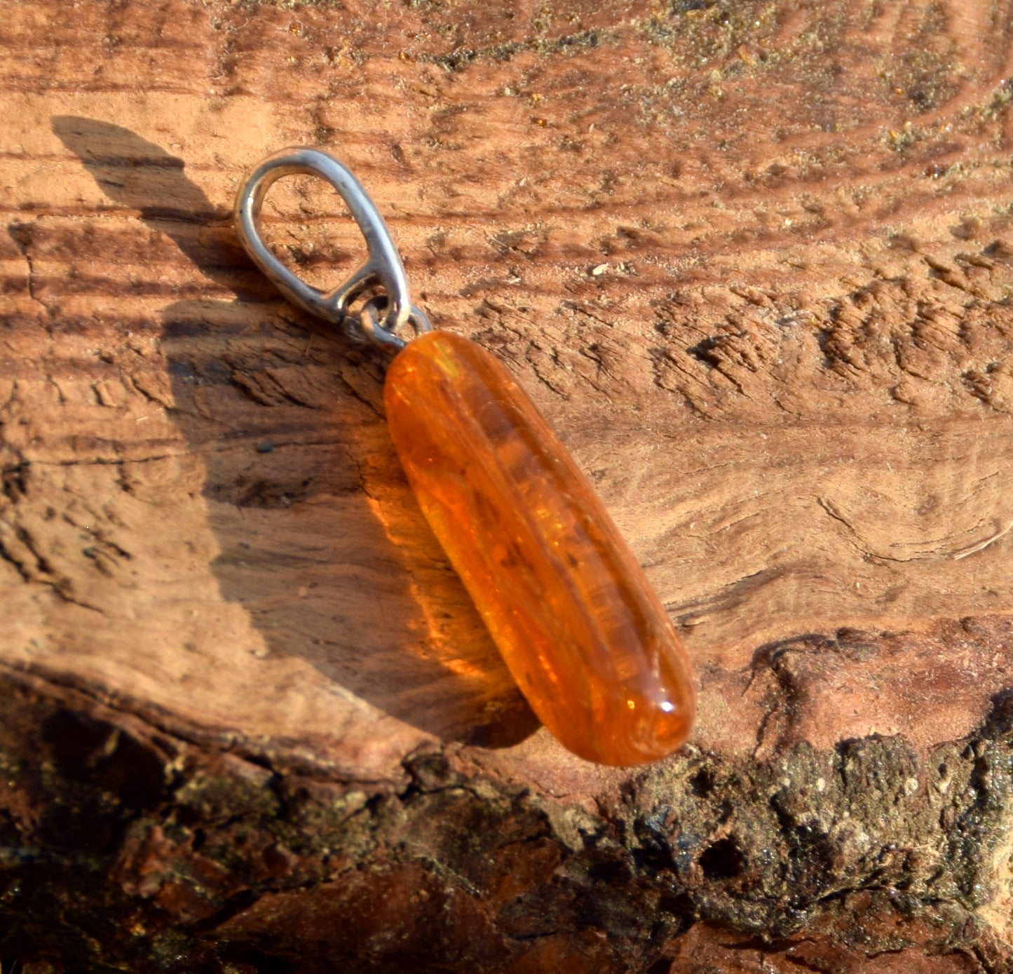 Pendant with Natural Baltic Amber Gemstone with Fossil Inclusions, MJ Baltica, BW307