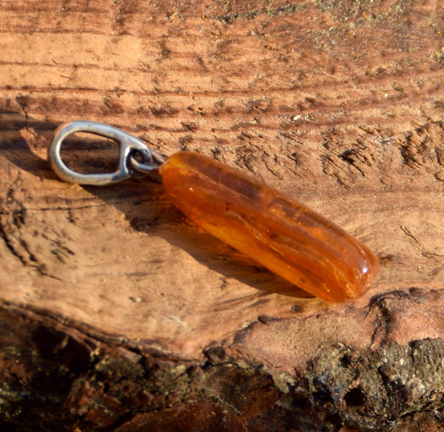 Pendant with Natural Baltic Amber Gemstone with Fossil Inclusions, MJ Baltica, BW307