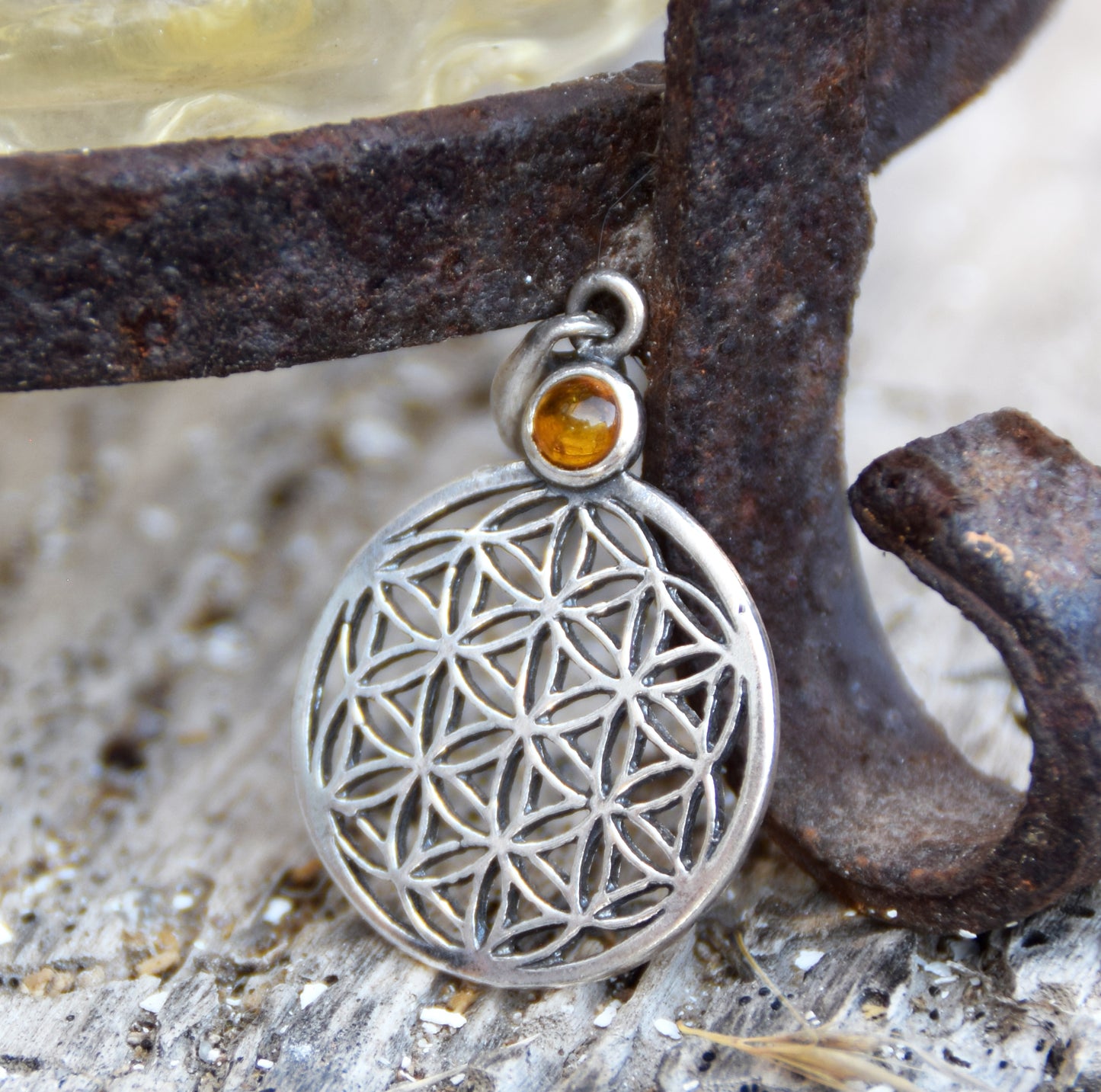 Bright cognac-colored natural Amber Tree of Life pendant in 925 Sterling Silver, MJ Baltica, BW325