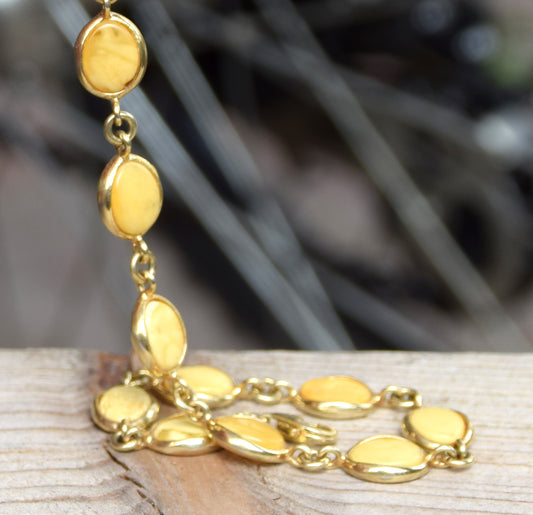 Delicate bracelet with imperial natural Amber and 18k Gold plated 925 silver, MJ Baltica, BZB007