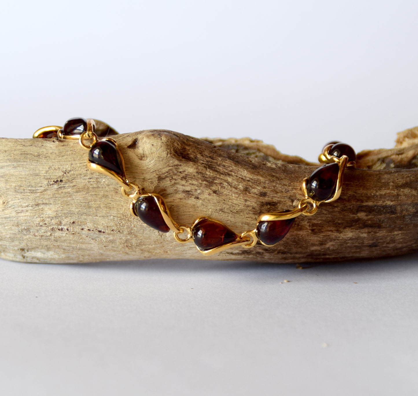 MJ Baltica, bracelet, natural Baltic Amber, 925 Silver, 14k Gold plated, intense, elegant, drop, BZB024