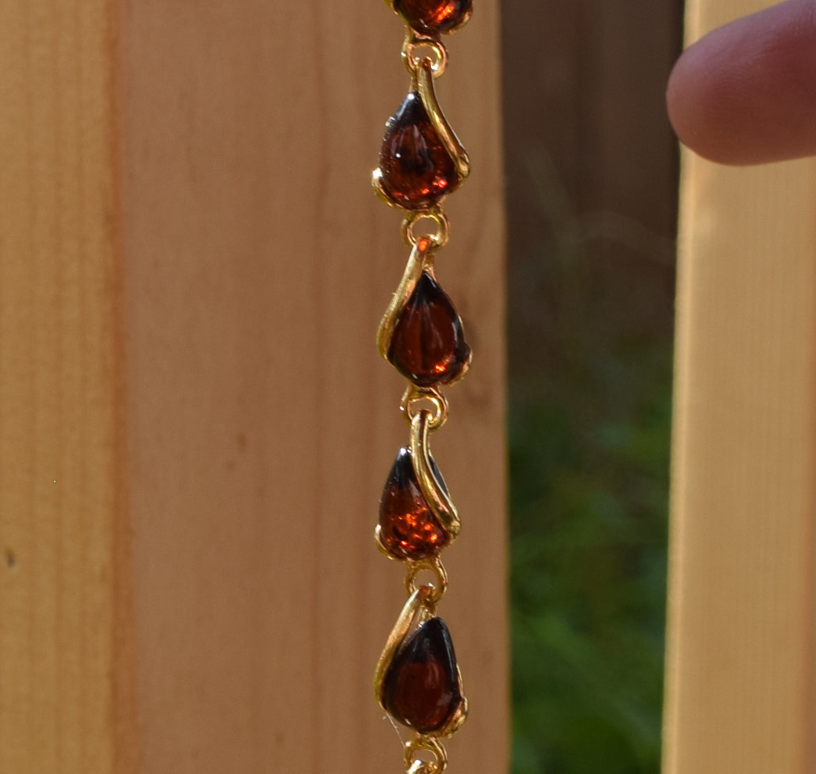 Elegant bracelet with natural brown Amber drops and 18k Gold plated 925 Sterling Silver, MJ Baltica, BZB024