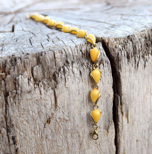 MJ Baltica, bracciale, Ambra naturale Baltica, Ambra Imperiale argento 925, placcato in Oro 18k, grande, beige,  BZB025