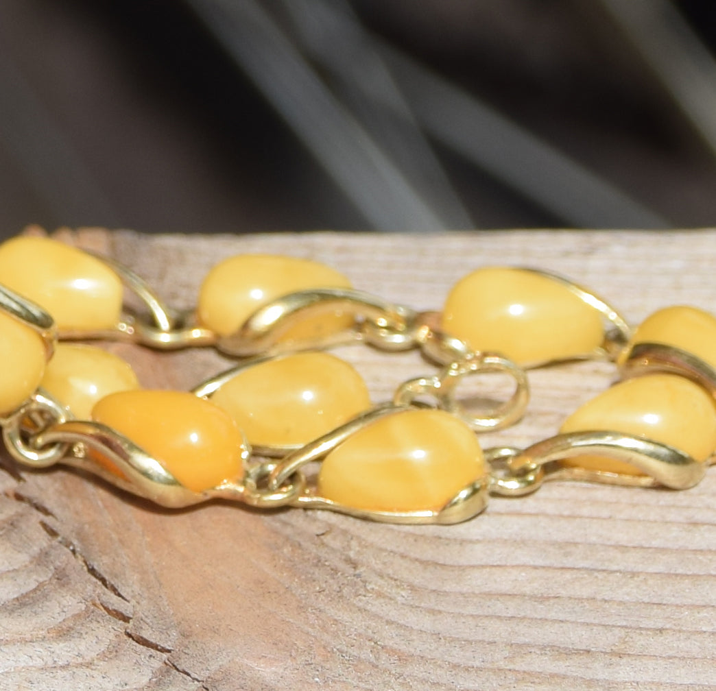 Elegant bracelet with imperial natural Amber droplets and 18k gold-plated 925 sterling silver, MJ Baltica, BZB025