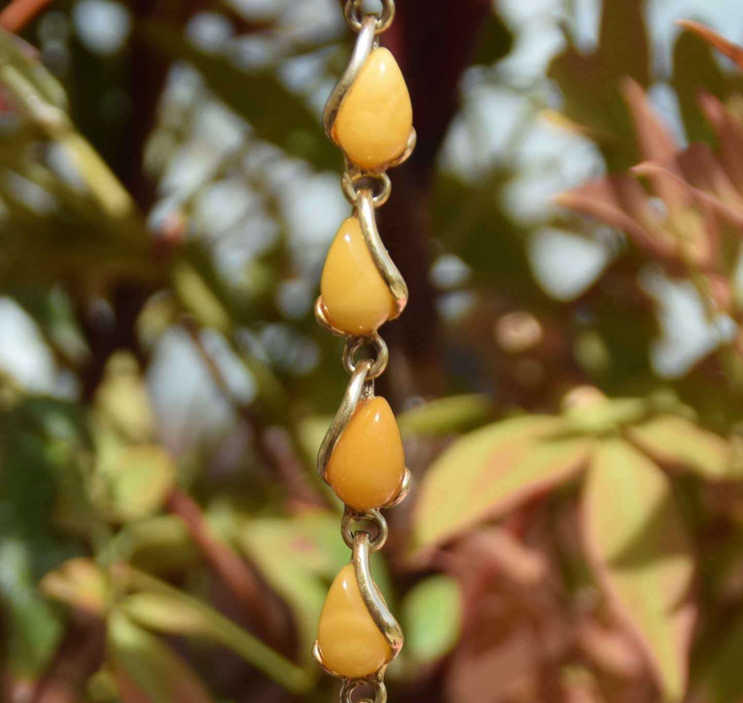 Elegant bracelet with imperial natural Amber droplets and 18k gold-plated 925 sterling silver, MJ Baltica, BZB025