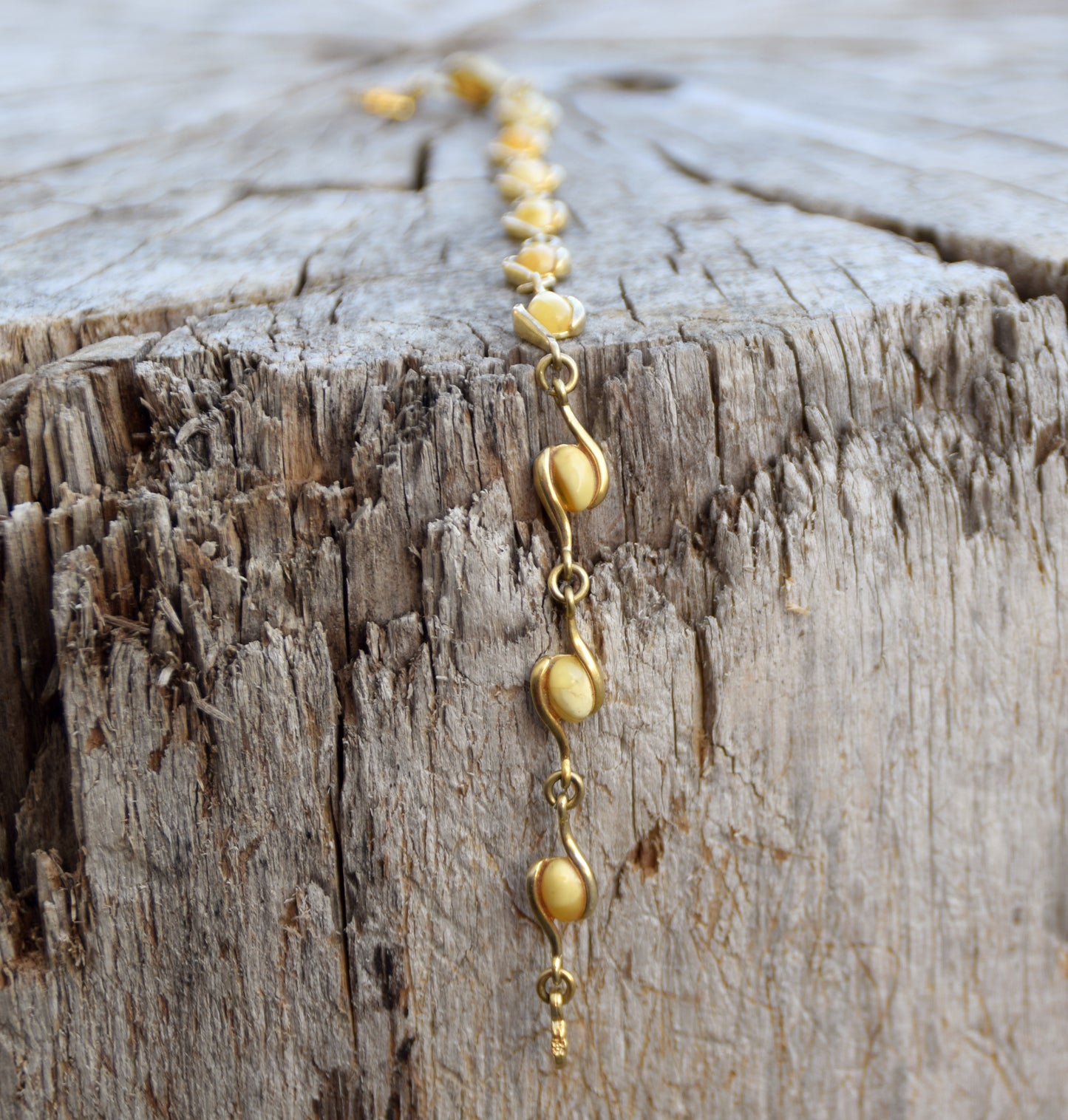 MJ Baltica, bracciale, Ambra naturale Baltica, Ambra Imperiale argento 925, placcato in Oro 18k, artigianale, beige, BZB029