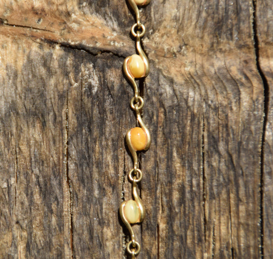 Linear bracelet with natural imperial Amber and 18k gold plated 925 silver, MJ Baltica, BZB029