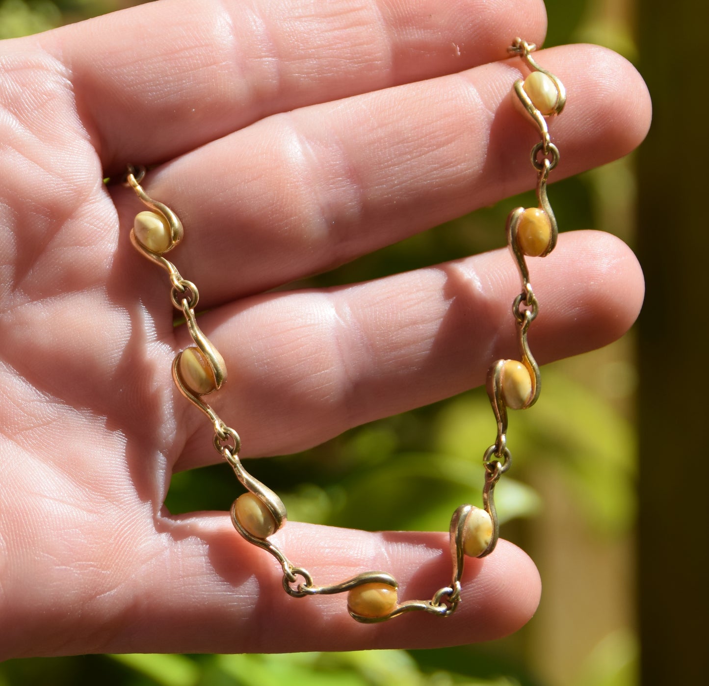 MJ Baltica, bracciale, Ambra naturale Baltica, Ambra Imperiale argento 925, placcato in Oro 18k, artigianale, beige, BZB029