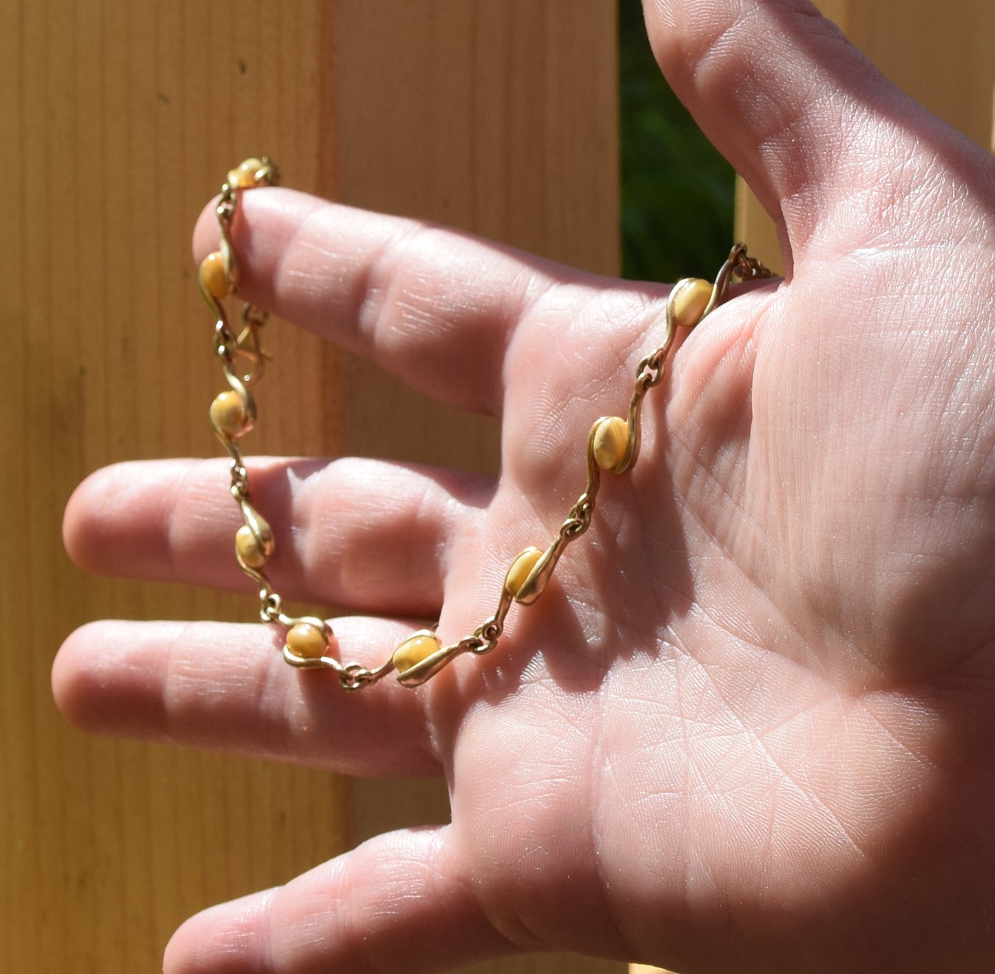 MJ Baltica, bracciale, Ambra naturale Baltica, Ambra Imperiale argento 925, placcato in Oro 18k, artigianale, beige, BZB029