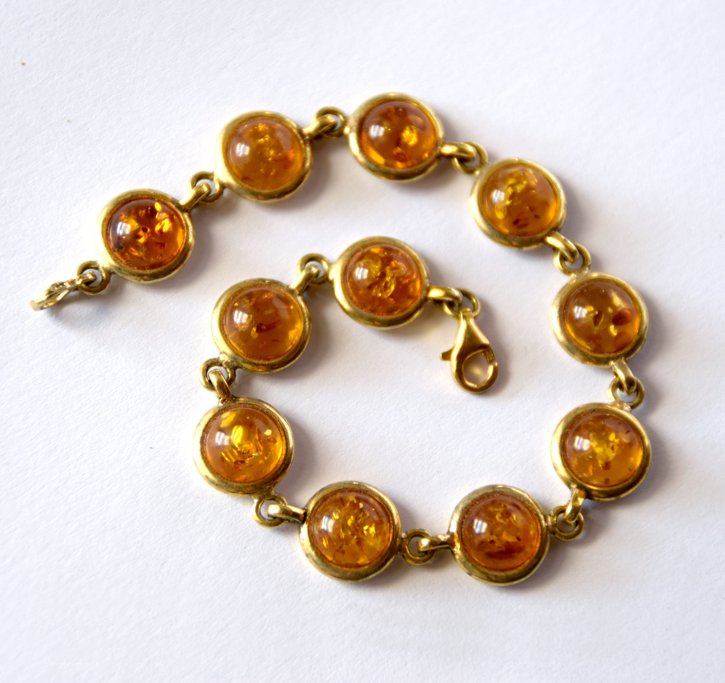 MJ Baltica, bracelet, natural Baltic Amber, 925 Silver, 14k Gold plated, elegant, bright, large, refined, BZB037