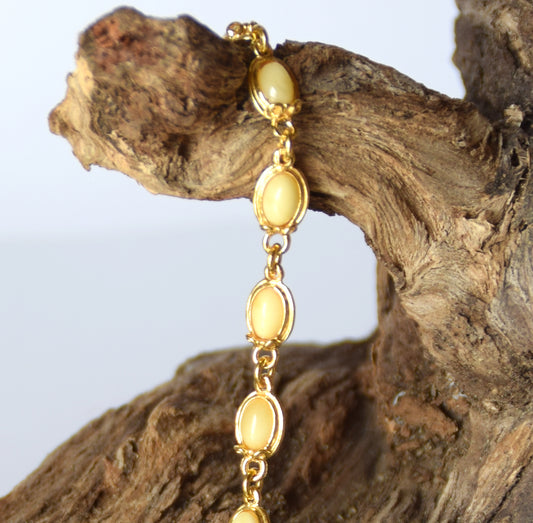 MJ Baltica, bracciale, Ambra naturale Baltica, Ambra Imperiale argento 925, placcato in Oro 18k, vintage, beige, BZB047