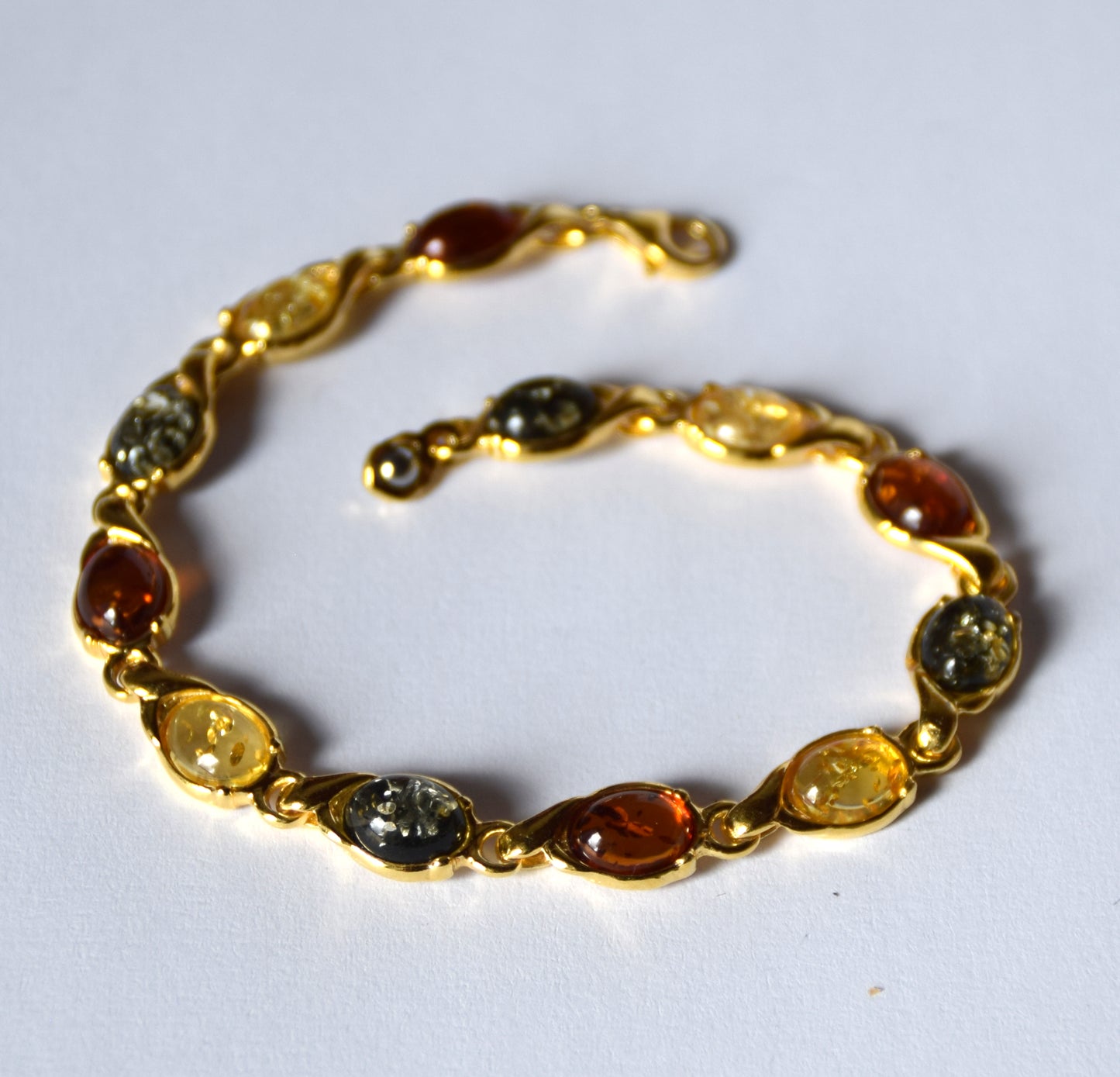 MJ Baltica, bracelet, natural Baltic Amber, Silver, 14k Gold plated, elegant, mixed shades, large, beautiful, BZB048