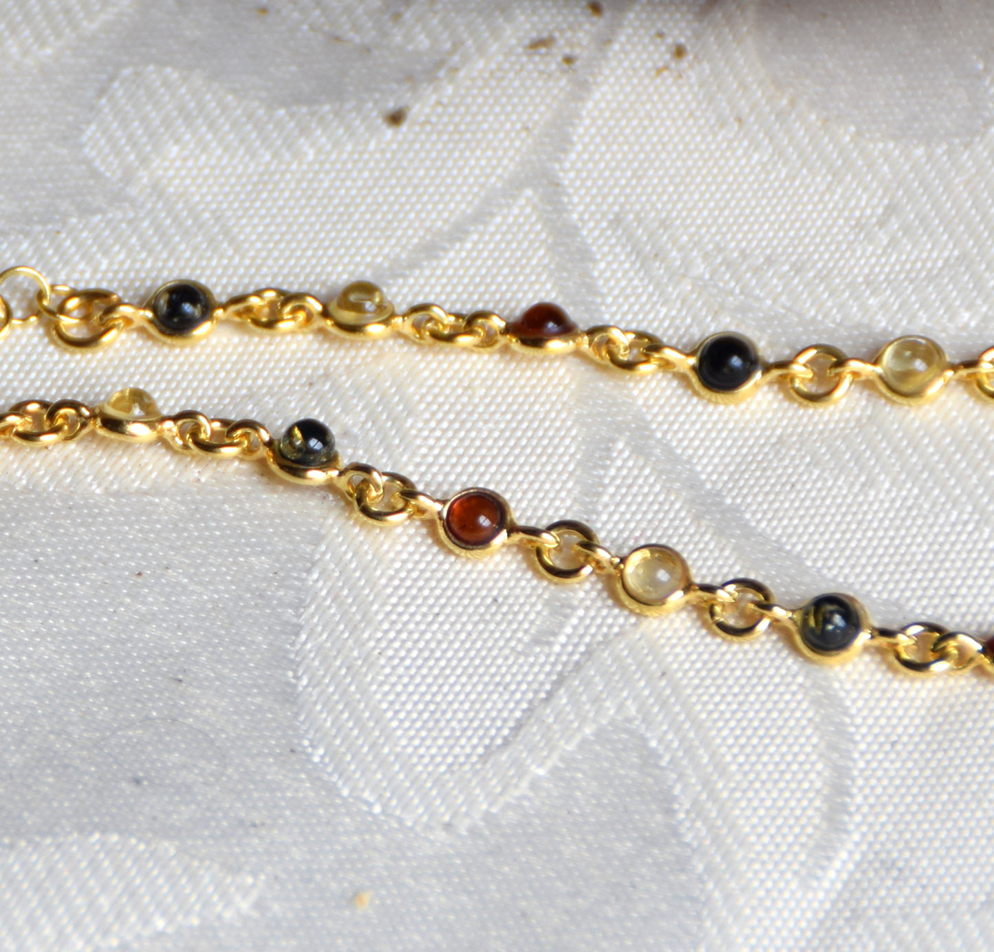 Delicate bracelet in natural Amber of various shades, 18k Gold Plated Sterling Silver, MJ Baltica, BZB062