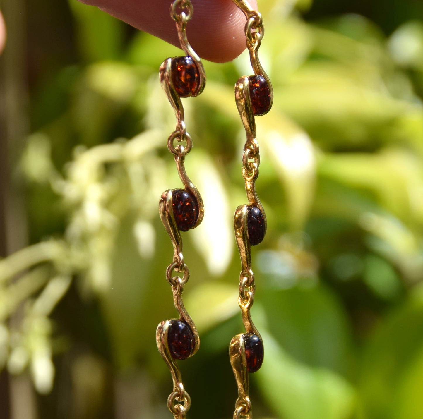 Bracciale lineare con Ambra naturale marrone scura e argento 925 placcato in Oro 18k, MJ Baltica, BZB029 (Copia)