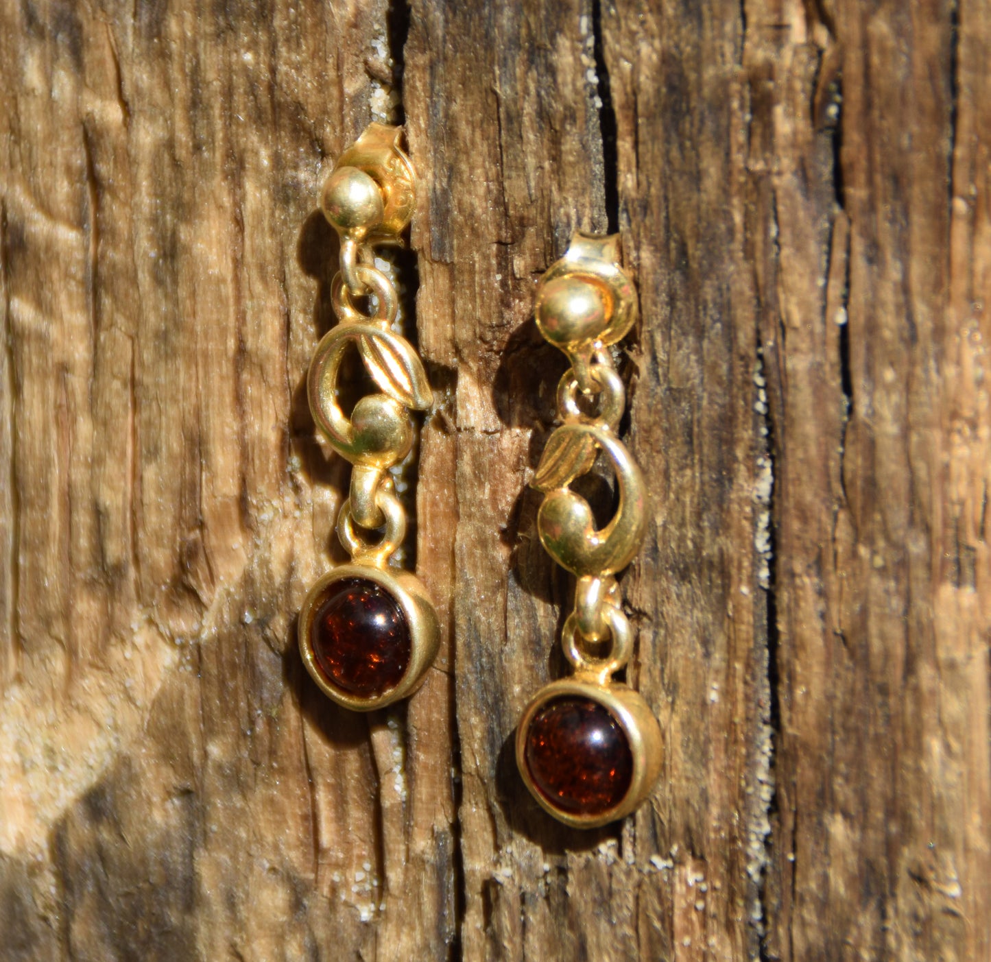 MJ Baltica, orecchini, pendenti, Ambra naturale Baltica, Argento, placcato in Oro 18k, BZK038