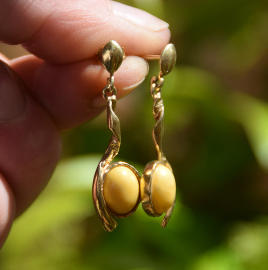 MJ Baltica, orecchini, Ambra naturale Baltica, Argento 925, placcato in Oro 18k, Ambra Imperiale, moderno, BZK046