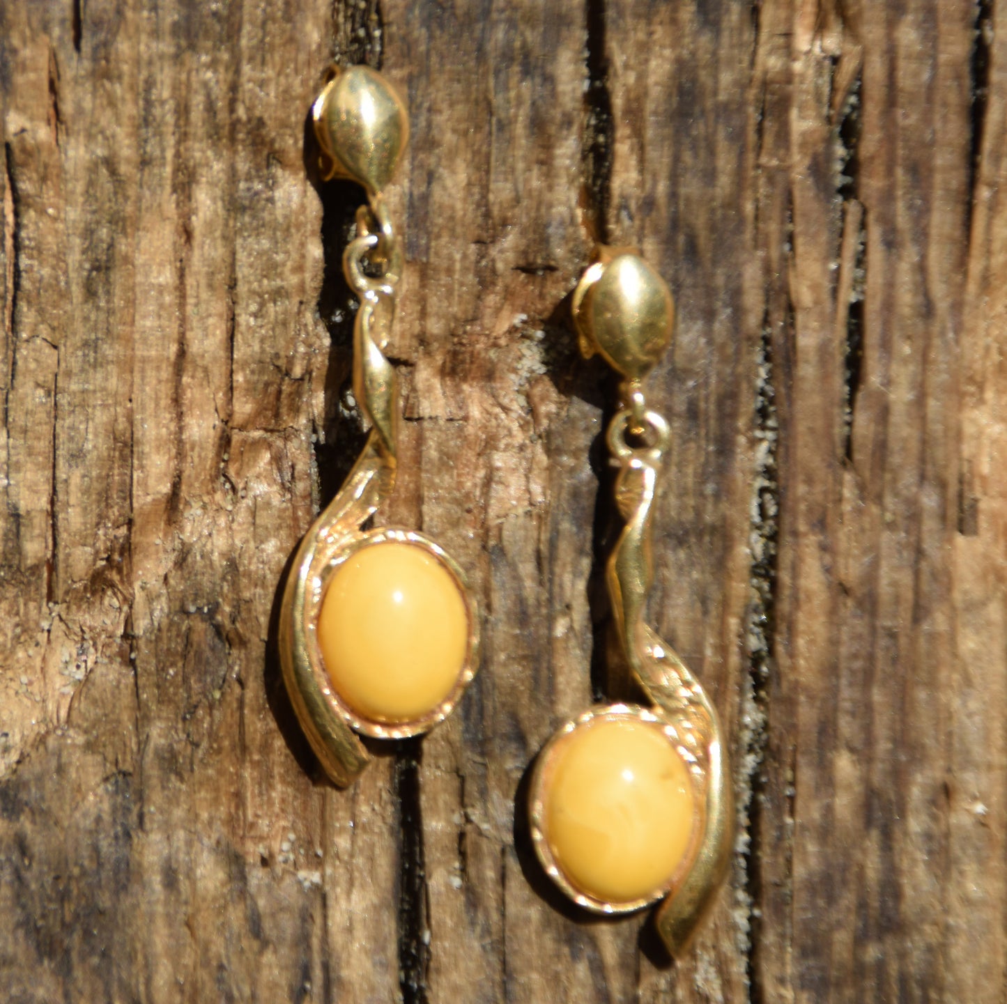 MJ Baltica, orecchini, Ambra naturale Baltica, Argento 925, placcato in Oro 18k, Ambra Imperiale, moderno, BZK046