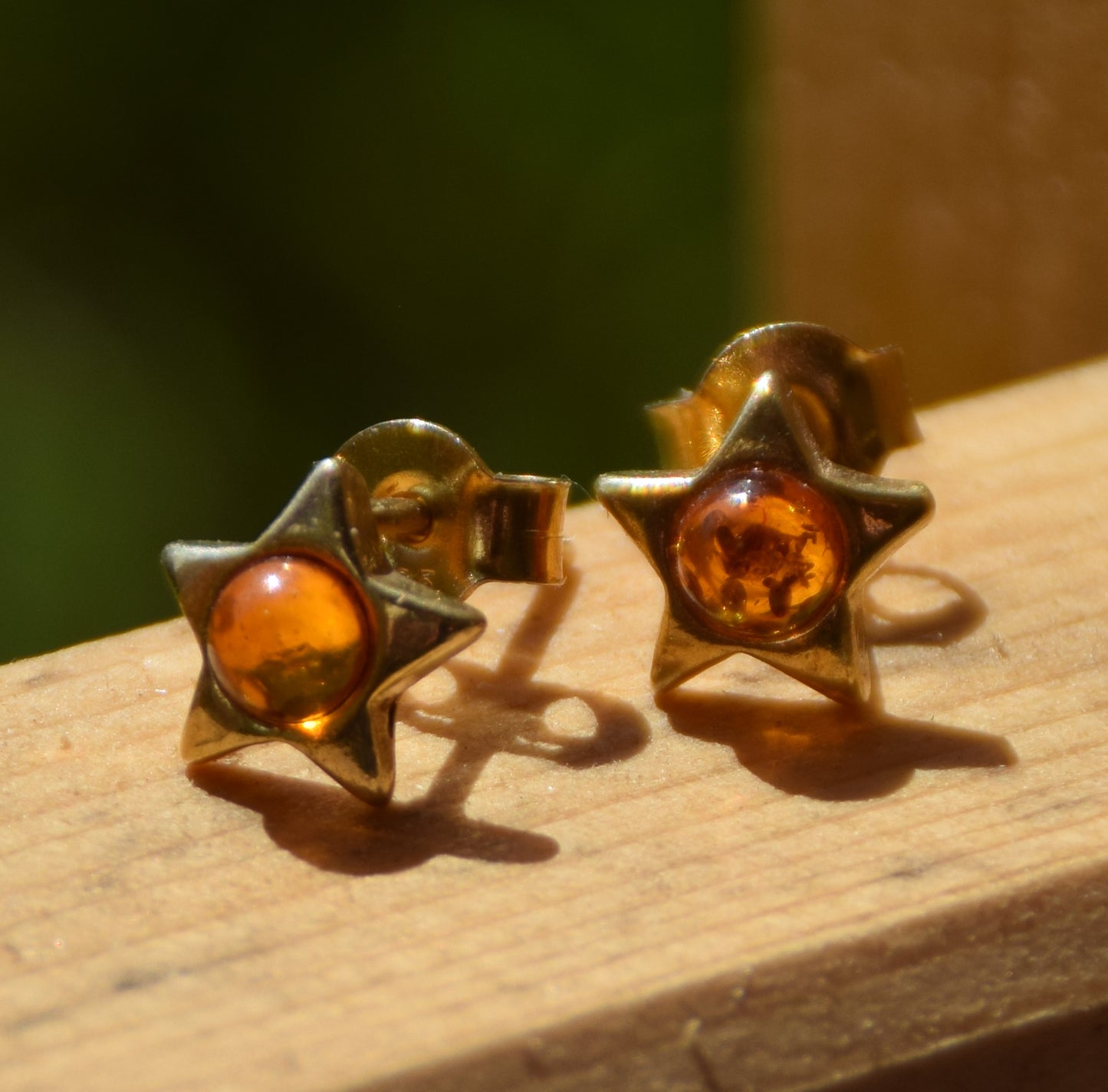 MJ Baltica, orecchini, Ambra naturale Baltica, Argento 925, placcato in Oro 18k, stella, stellina, delicata, dolce, BZK074