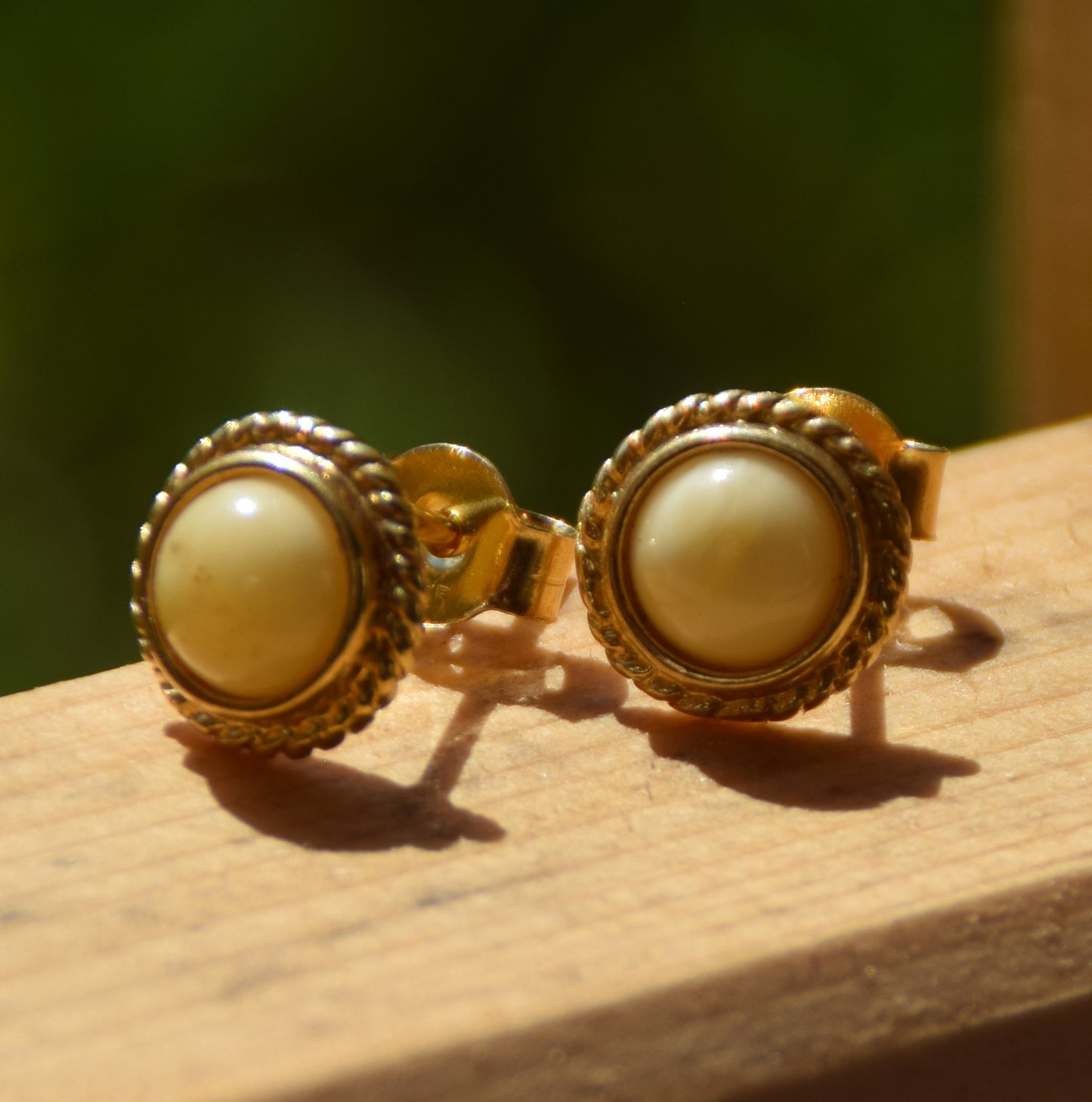 MJ Baltica, earrings, natural Baltic Amber, 925 Silver, 14k Gold plated, imperial amber, vintage, round, BZK077