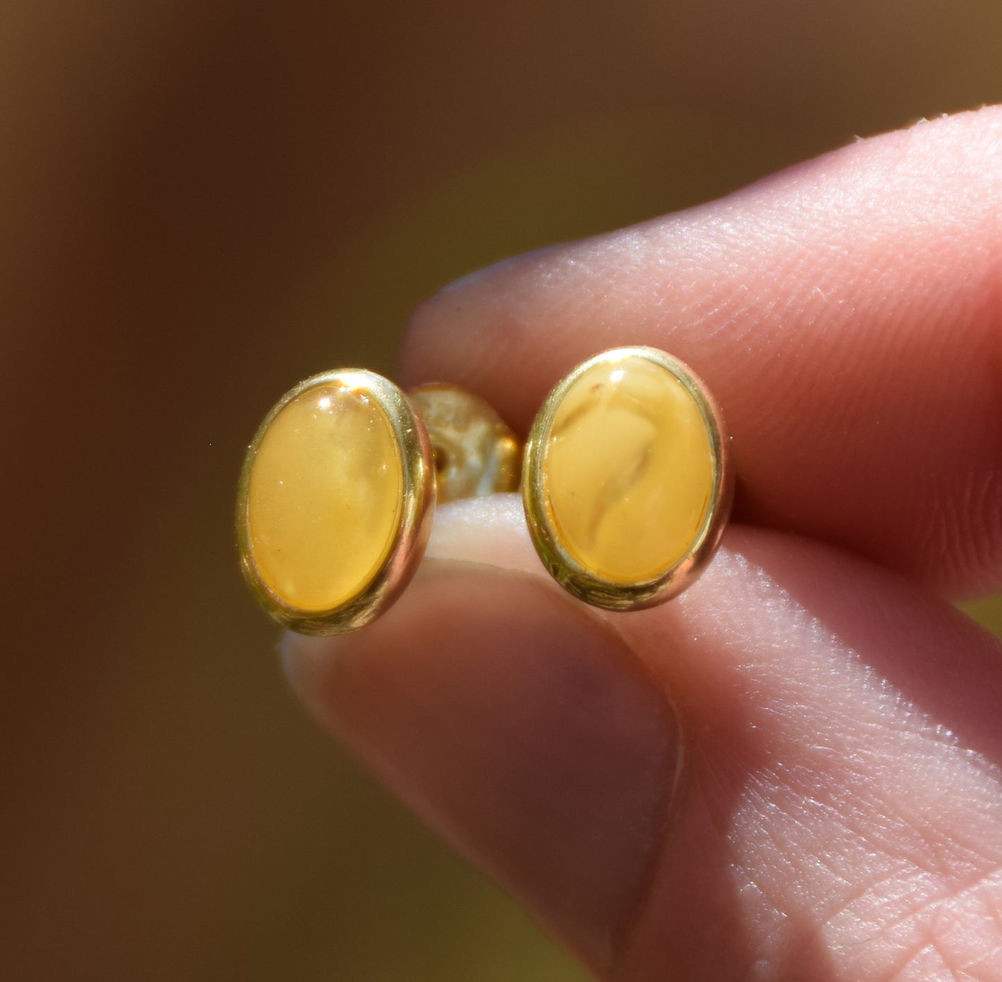 MJ Baltica, orecchini, Ambra naturale Baltica, Argento 925, placcato in Oro 18k, ovale, elegante, ambra imperiale, BZK079