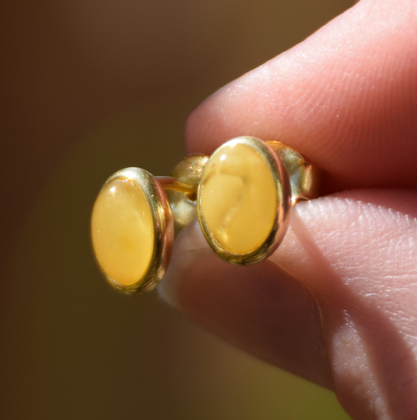 MJ Baltica, orecchini, Ambra naturale Baltica, Argento 925, placcato in Oro 18k, ovale, elegante, ambra imperiale, BZK079