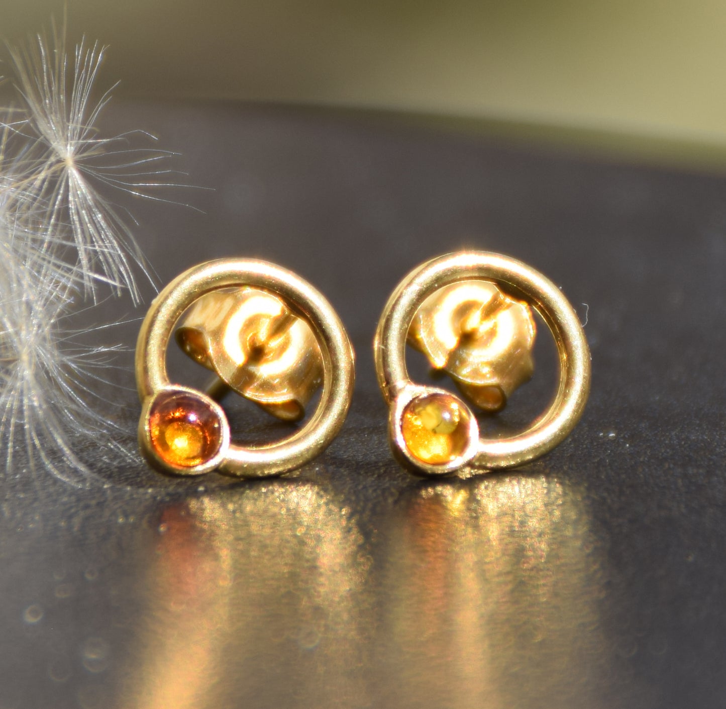 MJ Baltica, orecchini, Ambra naturale Baltica, Argento 925, placcato in Oro 18k, cognac, luminoso, artigianale, BZK105