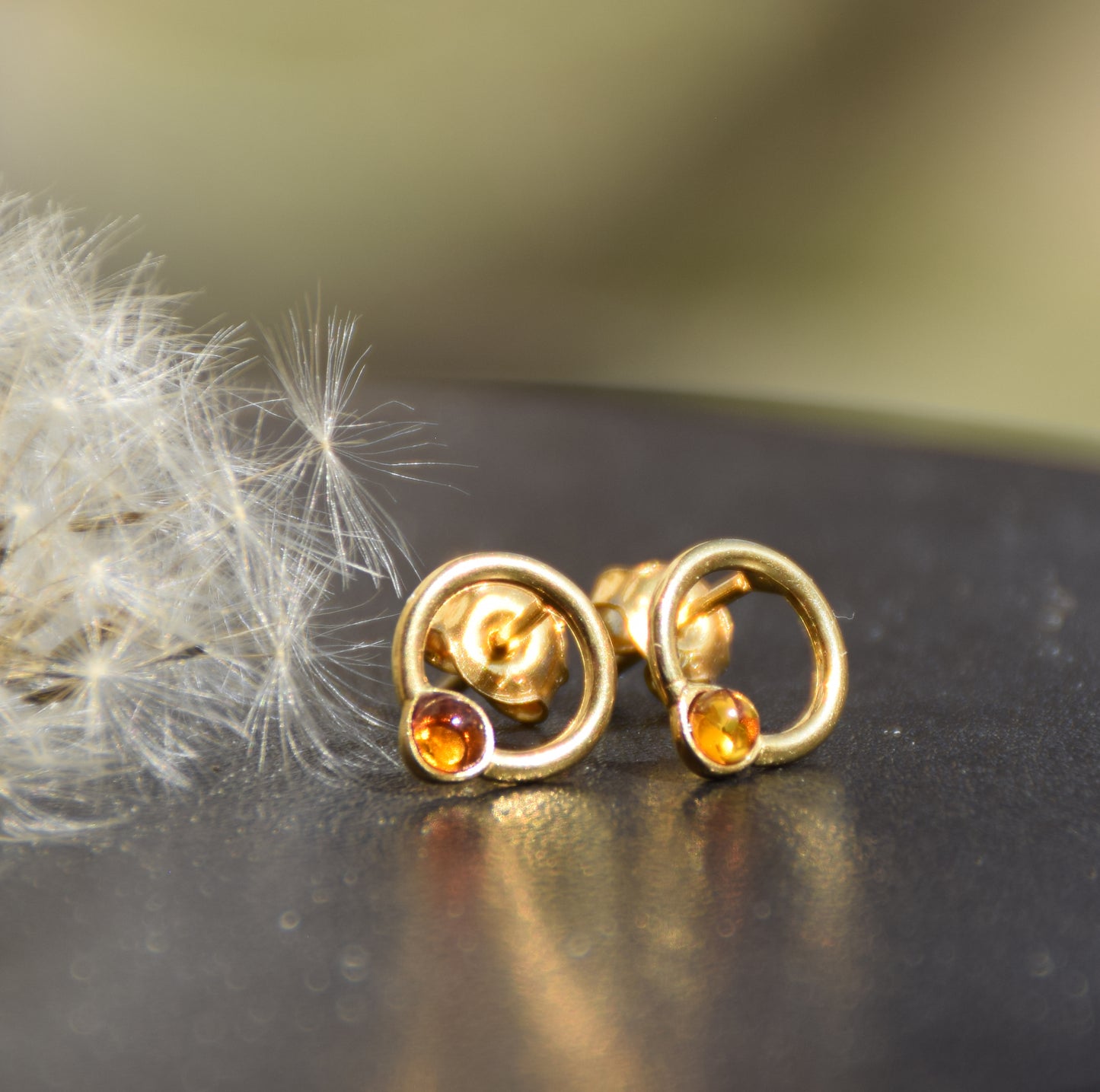 MJ Baltica, orecchini, Ambra naturale Baltica, Argento 925, placcato in Oro 18k, cognac, luminoso, artigianale, BZK105