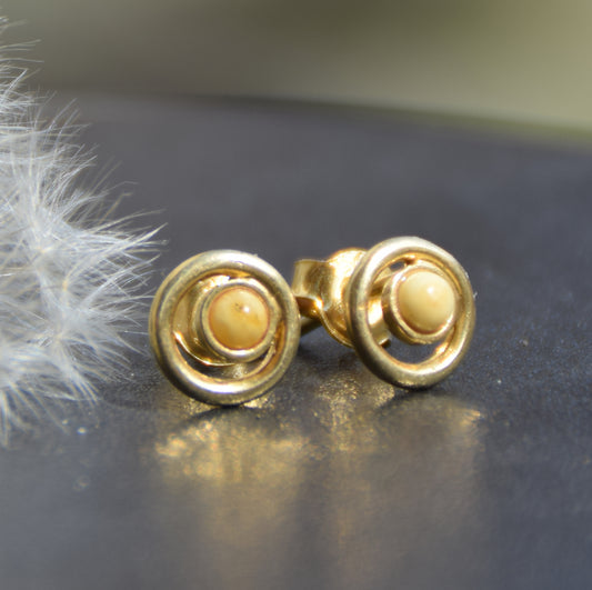 MJ Baltica, orecchini, Ambra naturale Baltica, Argento 925, placcato in Oro 18k, imperiale, luminoso, artigianale, BZK109