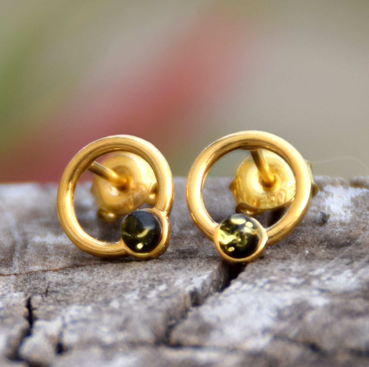 MJ Baltica, orecchini, Ambra naturale Baltica, Argento 925, placcato in Oro 18k, elegante, ambra verde, BZK118