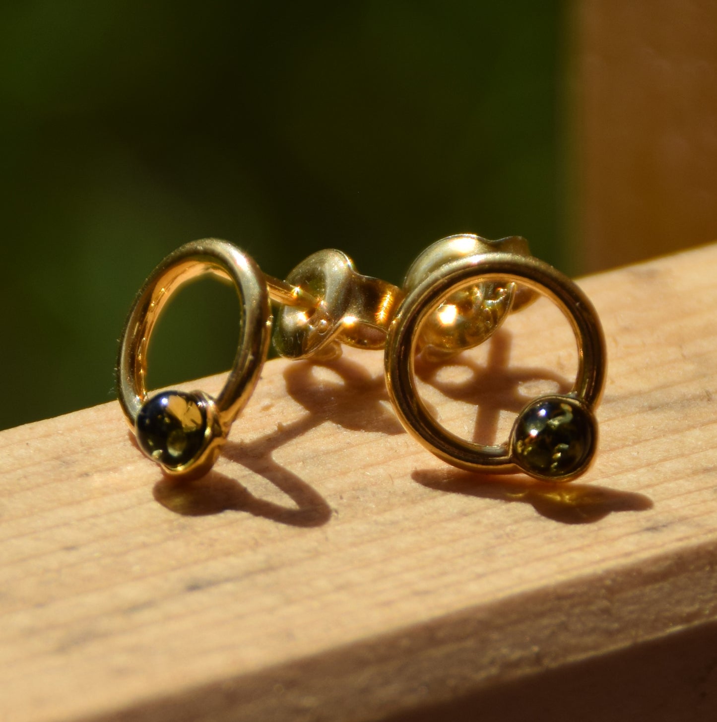 MJ Baltica, orecchini, Ambra naturale Baltica, Argento 925, placcato in Oro 18k, elegante, ambra verde, BZK118