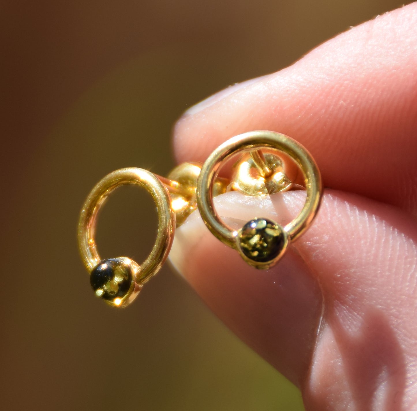 MJ Baltica, orecchini, Ambra naturale Baltica, Argento 925, placcato in Oro 18k, elegante, ambra verde, BZK118