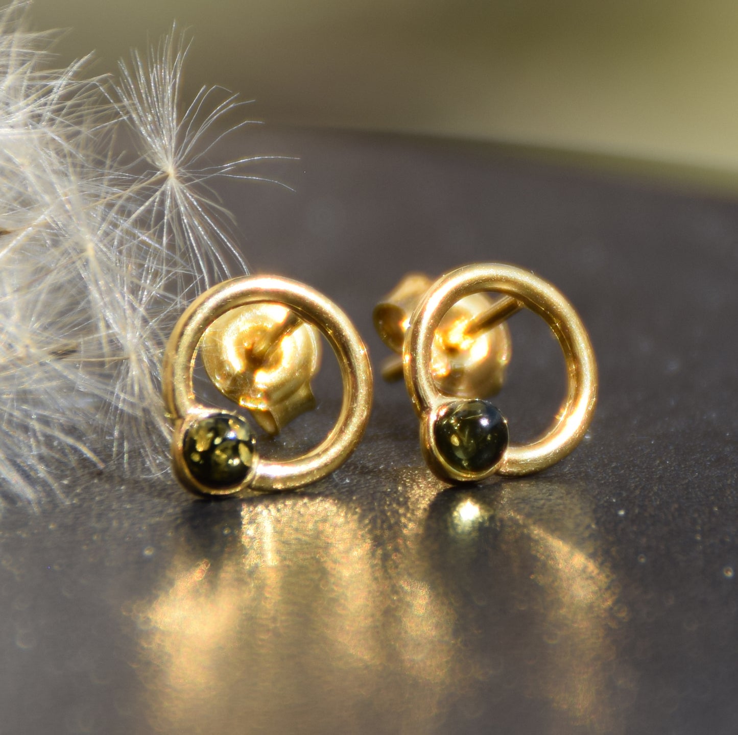 MJ Baltica, orecchini, Ambra naturale Baltica, Argento 925, placcato in Oro 18k, elegante, ambra verde, BZK118