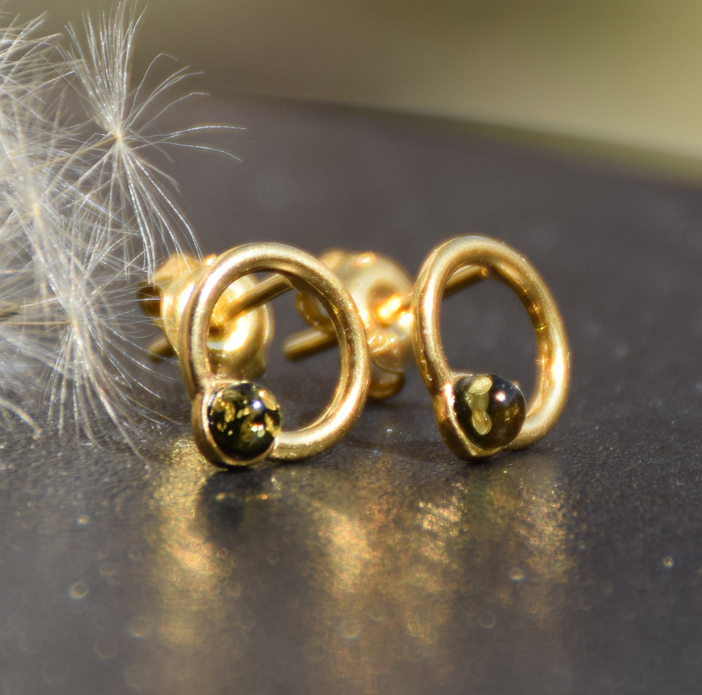 MJ Baltica, orecchini, Ambra naturale Baltica, Argento 925, placcato in Oro 18k, elegante, ambra verde, BZK118