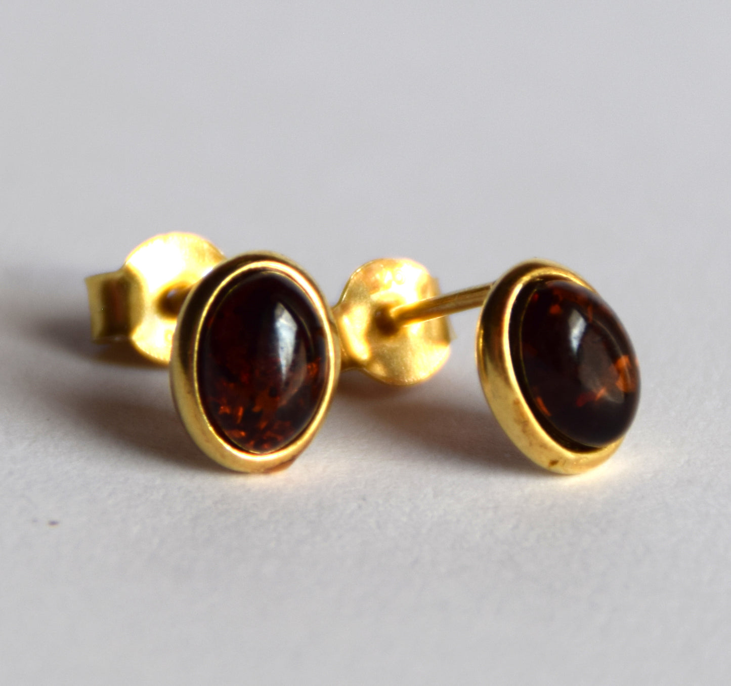 MJ Baltica, earrings, natural Baltic Amber, 925 Silver, 14k Gold plated, cherry amber, luminous, handcrafted, BZK119