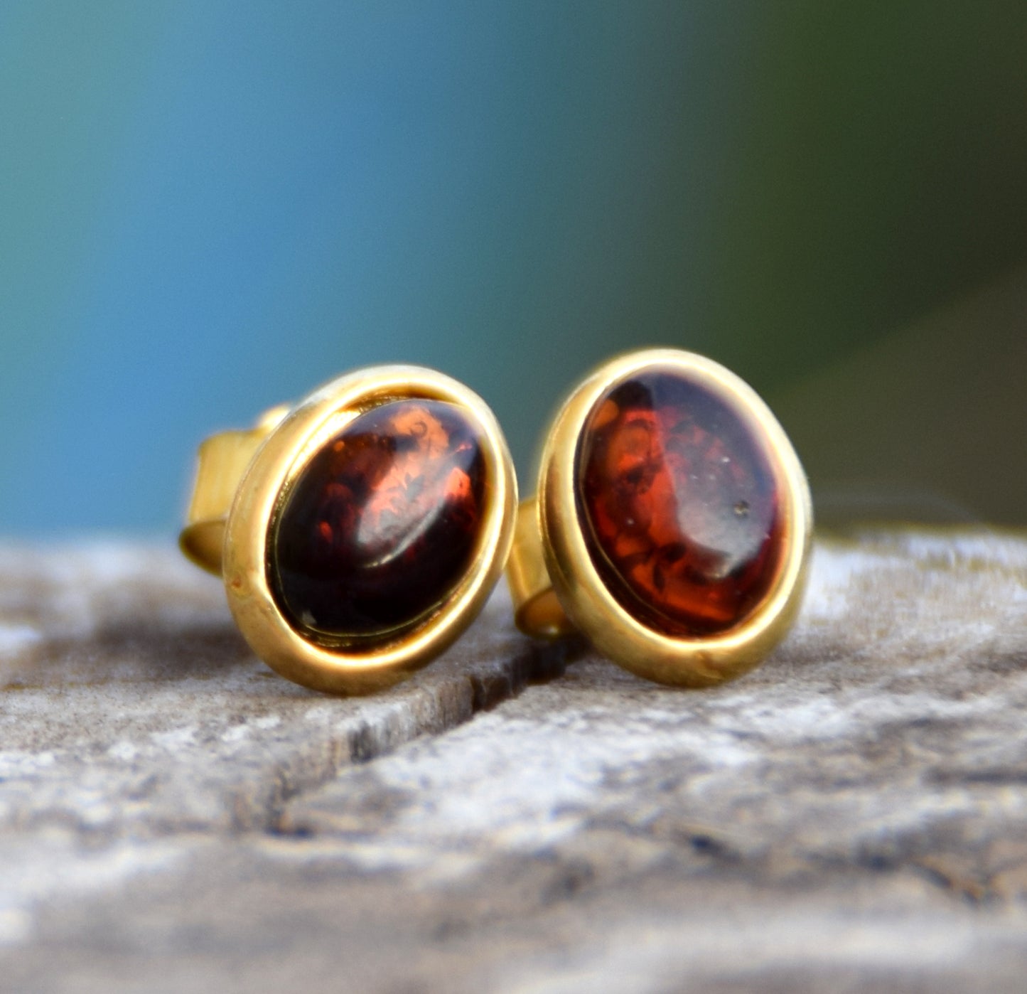 MJ Baltica, orecchini, Ambra naturale Baltica, Argento 925, placcato in Oro 18k, ambra cigliegia, luminoso, artigianale, BZK119