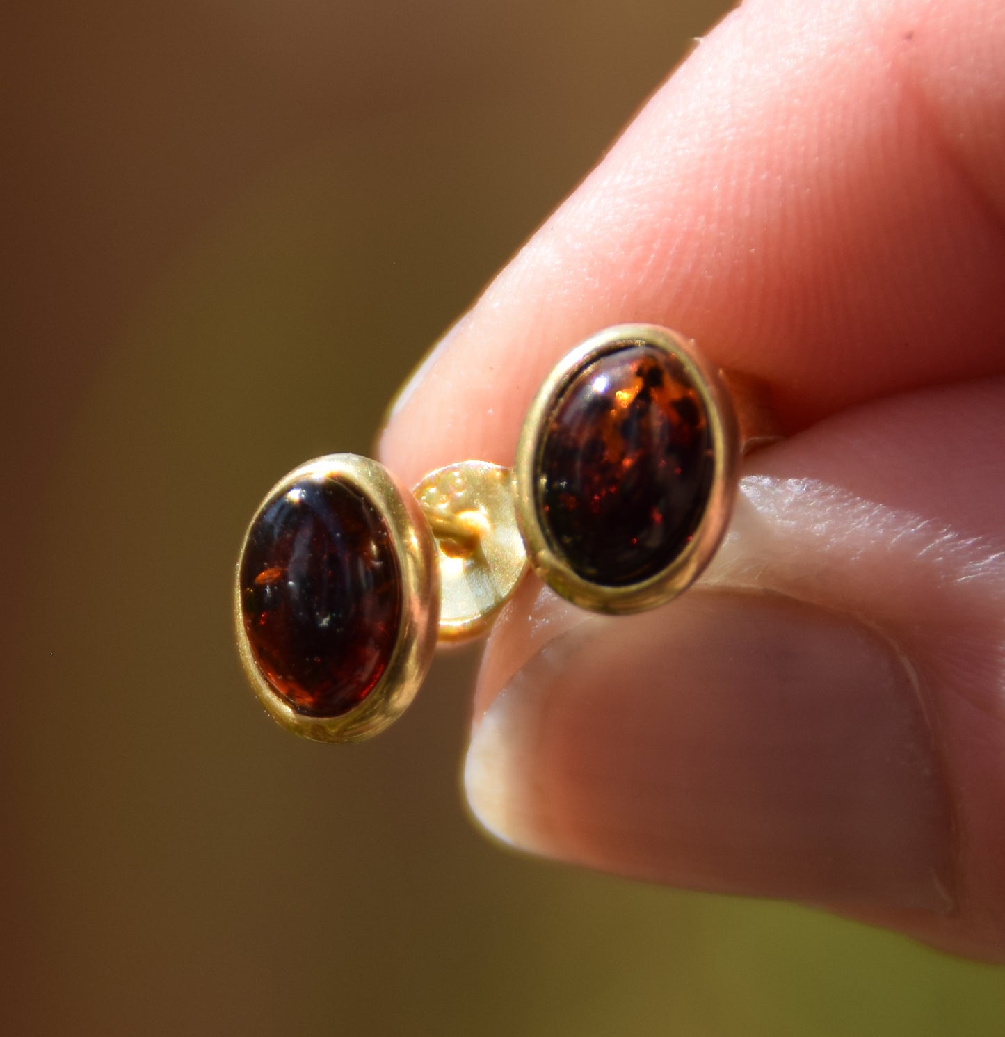 MJ Baltica, orecchini, Ambra naturale Baltica, Argento 925, placcato in Oro 18k, ambra cigliegia, luminoso, artigianale, BZK119