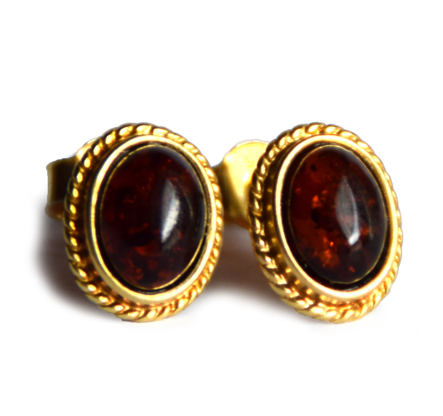 MJ Baltica, earrings, natural Baltic Amber, 925 Silver, 14k Gold plated, cherry amber, luminous, handcrafted, BZK122