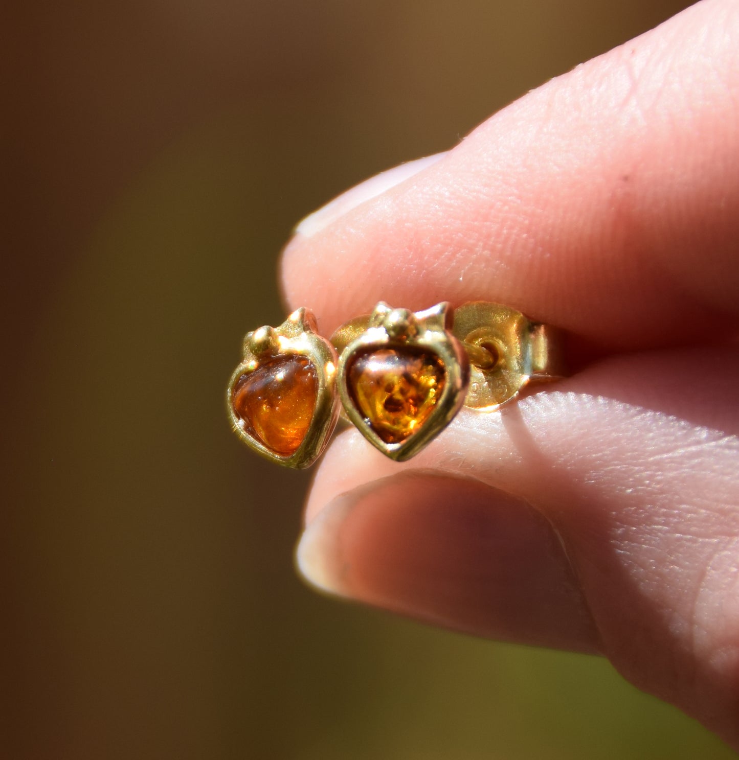 MJ Baltica, orecchini, Ambra naturale Baltica, Argento 925, placcato in Oro 18k, cognac, luminoso, artigianale, BZK124