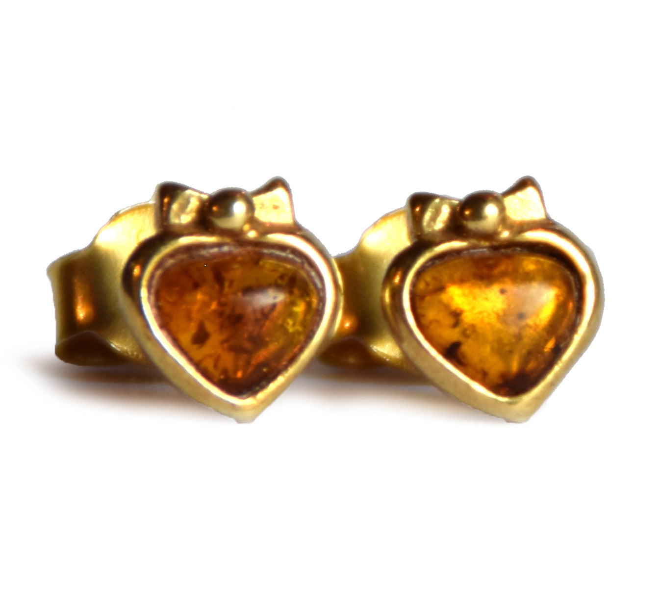 MJ Baltica, earrings, natural Baltic Amber, 925 Silver, 14k Gold plated, cognac, luminous, handcrafted, BZK124