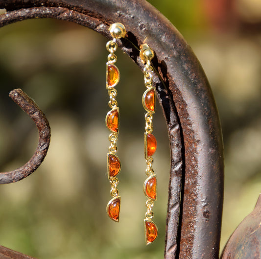 MJ Baltica, Orecchini, Ambra naturale Baltica, Argento, placcato in Oro 18k, artigianale, BZK152