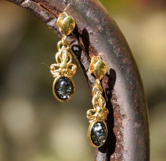 MJ Baltica, orecchini, Ambra naturale Baltica, Argento 925, placcato in Oro 18k, pendente, ambra verde, delicato, BZK157