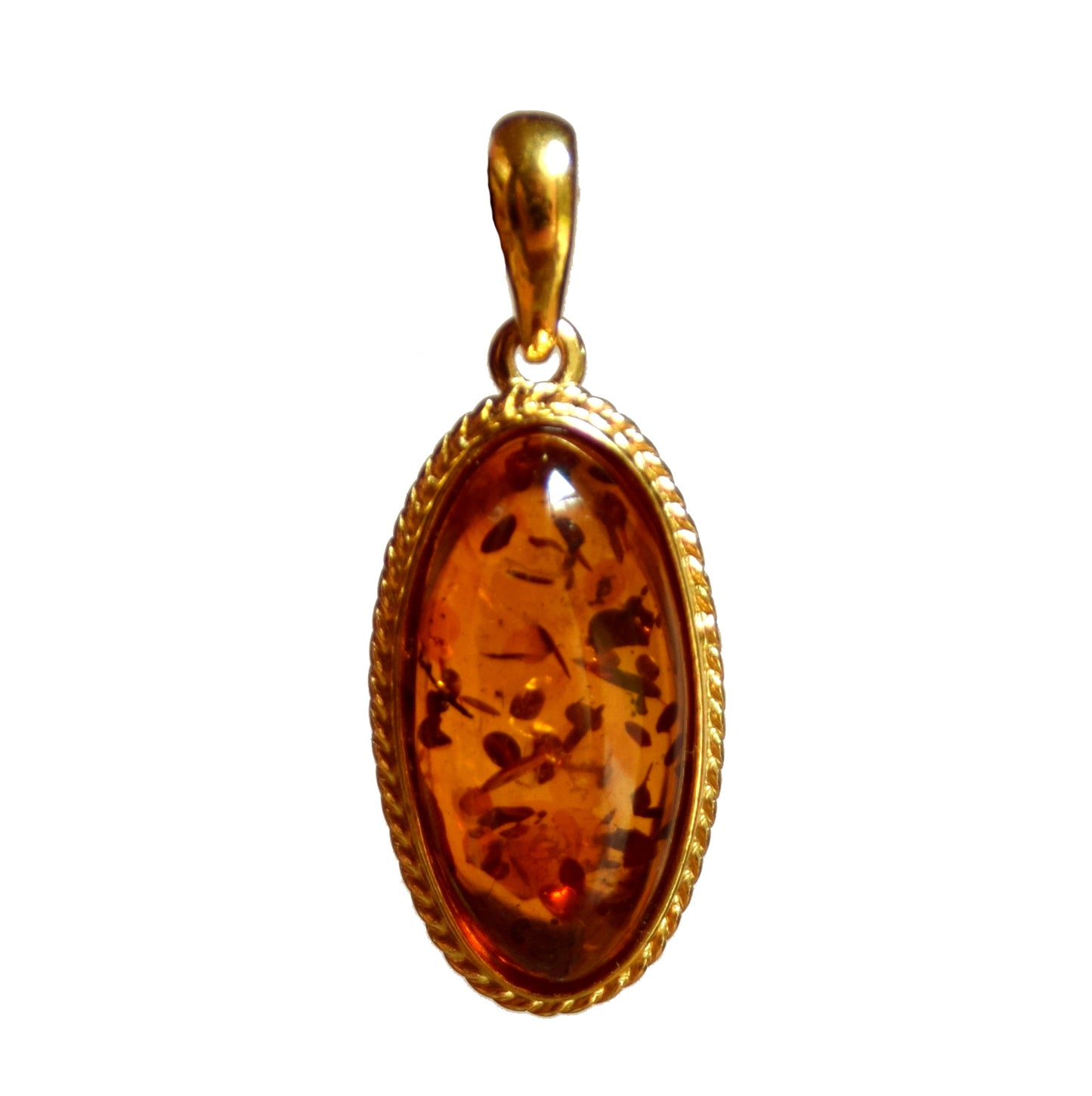 MJBaltica Natural Amber Pendant with Silver, 14k Gold Plated BZW005