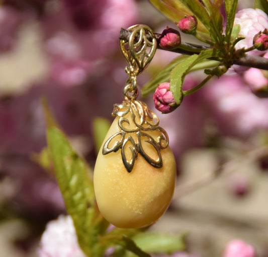 MJ Baltica, ciondolo Ambra naturale Argento, placcato in Oro 18k, Ambra Imperiale, goccia, BZW031