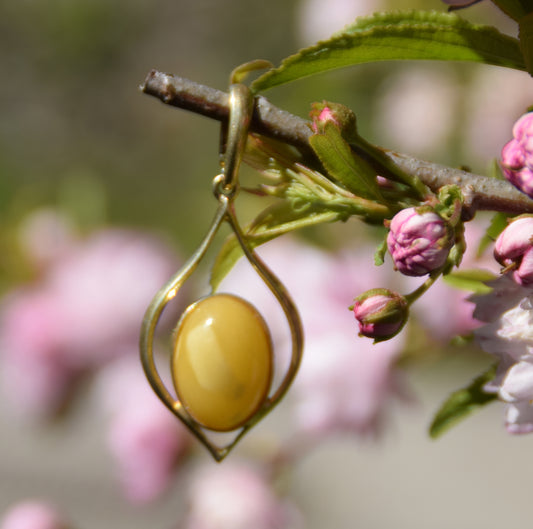MJ Baltica, ciondolo, Ambra naturale Baltica, Argento 925, Placcato in Oro 18k, bellissimo, ambra imperiale, artigianale, BZW097