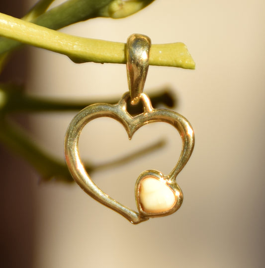 MJ Baltica, ciondolo, Ambra naturale Baltica, Argento 925, Placcato in Oro 18k, ambra imperiale, artigianale, cuore, BZW106