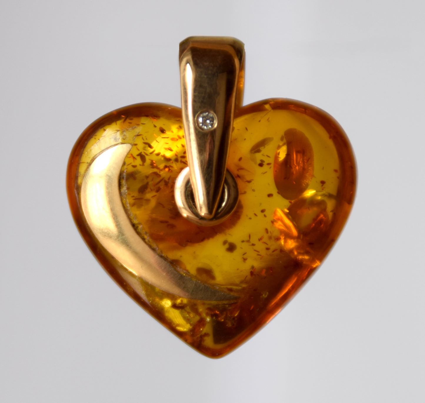 MJ Baltica, pendant, natural Amber, Silver, Gold plated, handcrafted, heart, moon, luminous, BZW125