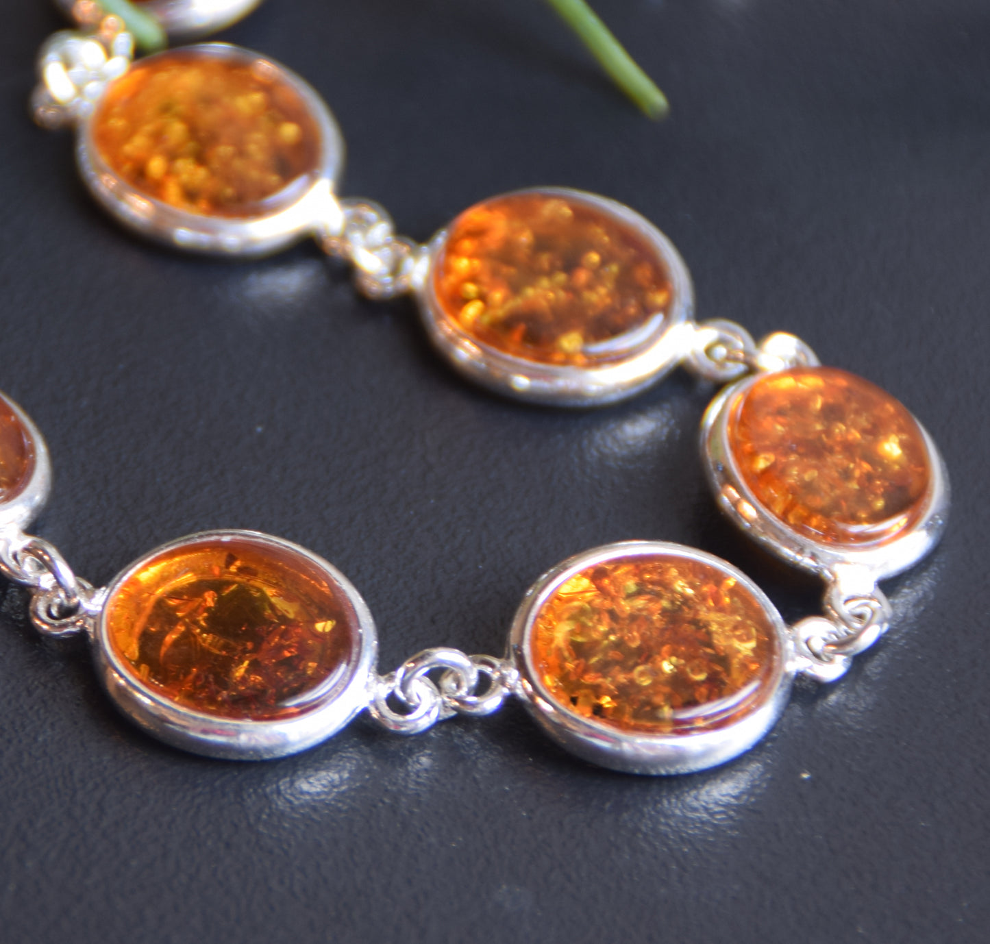 Bright, essential style bracelet in natural cognac Amber and 925 Silver, MJ Baltica, BB112