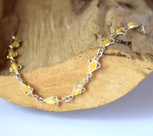 MJ Baltica, bracelet, natural Baltic amber, 925 silver, luminous, elegant, handcrafted, imperial amber, BB046