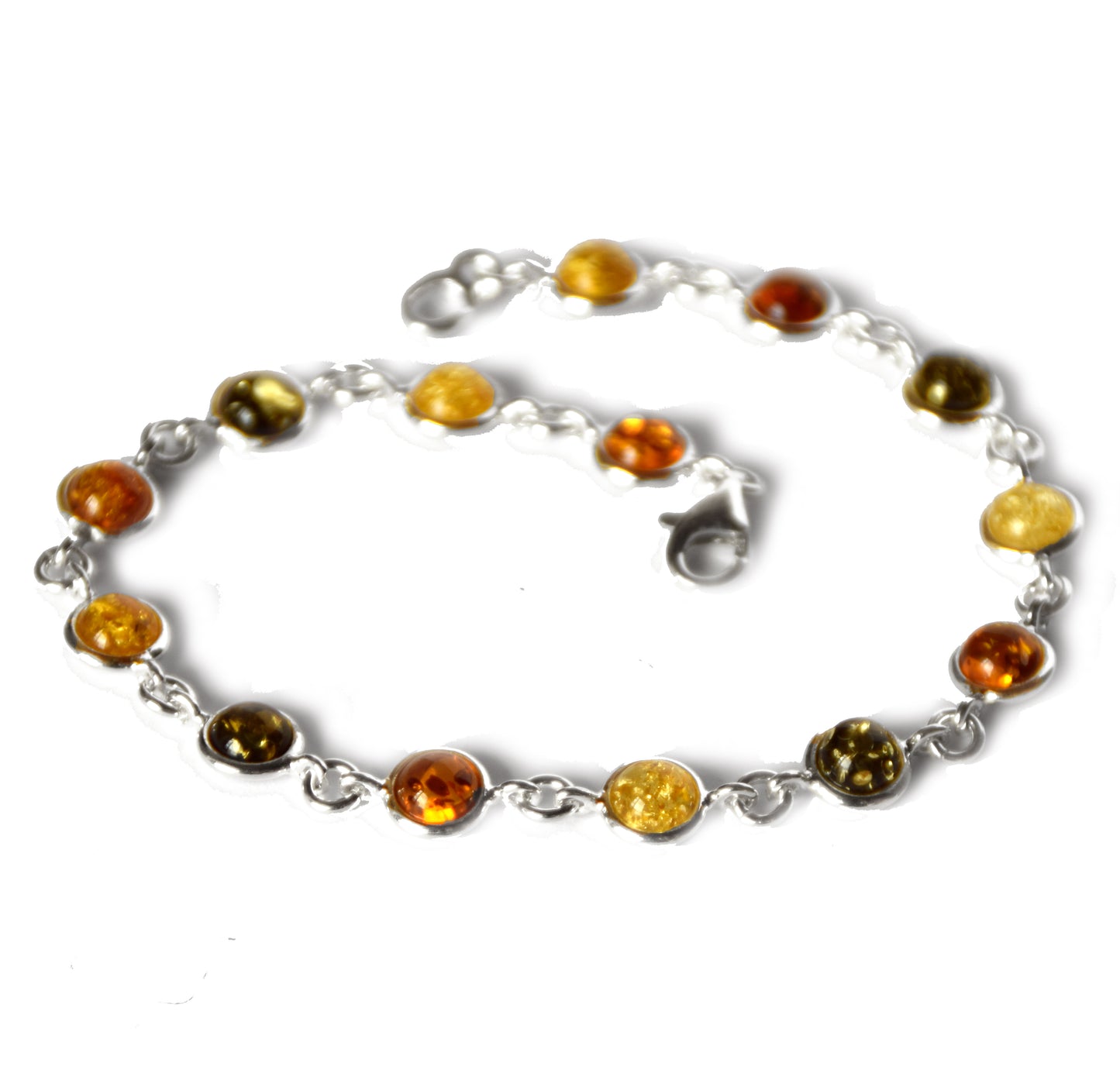 MJ Baltica, bracelet, natural Baltic amber, 925 silver, bright, elegant, handcrafted, multicolor, BB050