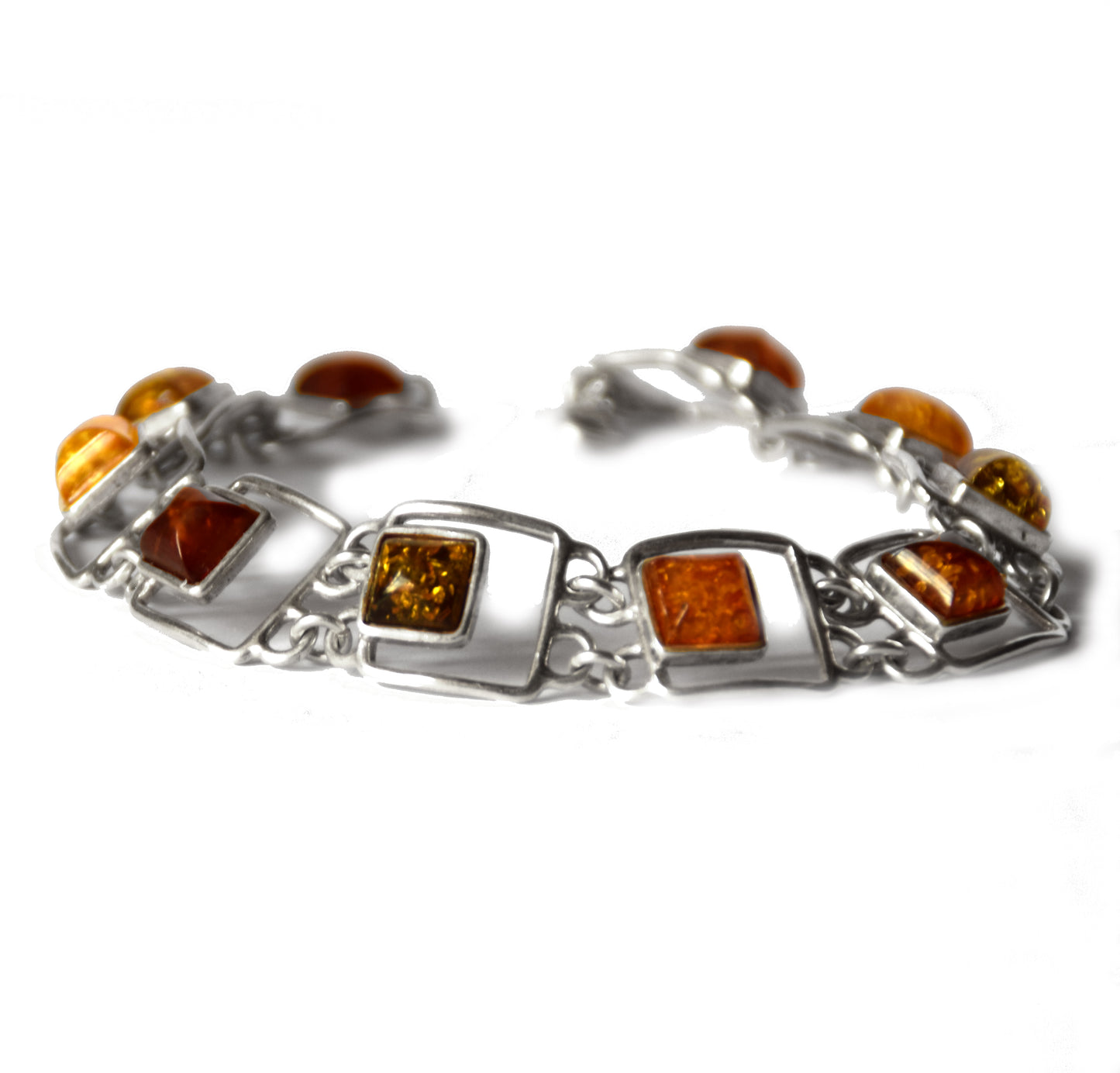 MJ Baltica, bracelet, natural Baltic amber, 925 silver, bright, elegant, handcrafted, multicolor, BB059